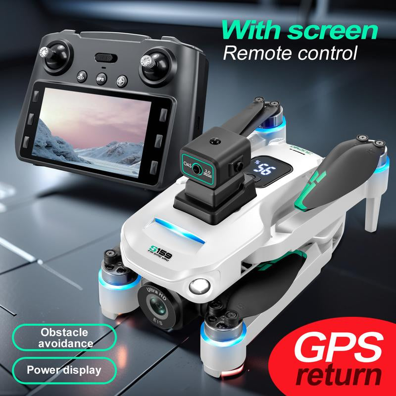 5G GPS Drone with Four-Sided Obstacle Avoidance, Optical Flow Positioning, Long Battery Life & Screen Remote Controller for Intelligent Outdoor Use Camera White