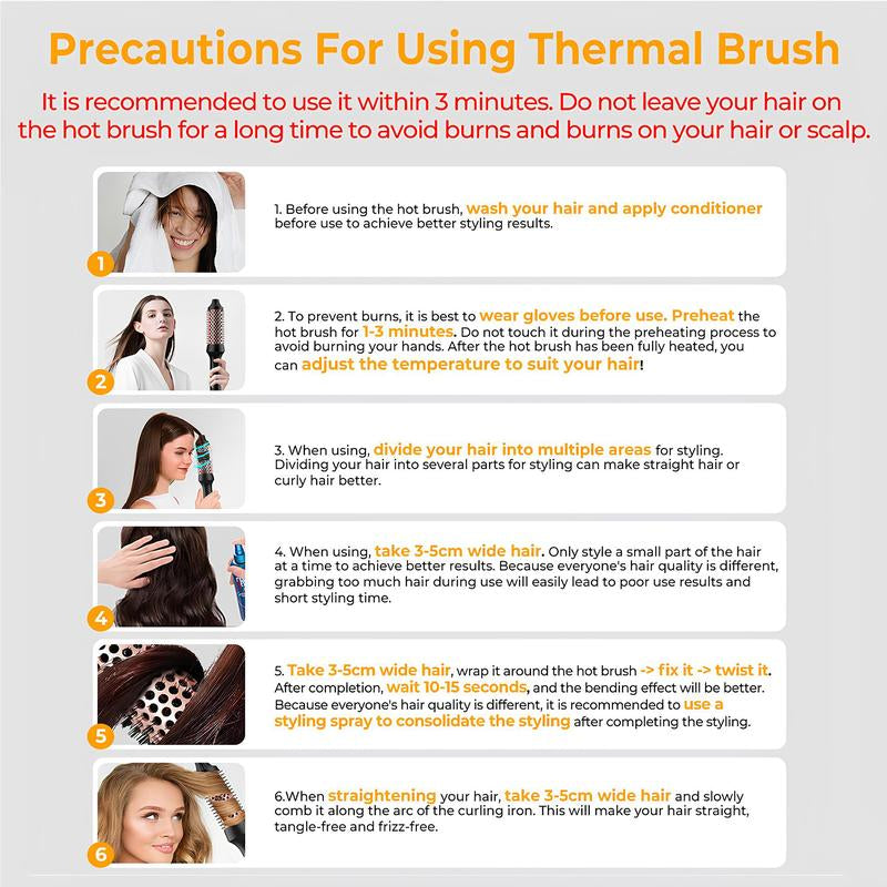 Hair Curling Brush, Thermal Brush, Ceramic Tourmaline Curling Comb, Hair Styling Tool for Home & Travel, Hair Styling Tools