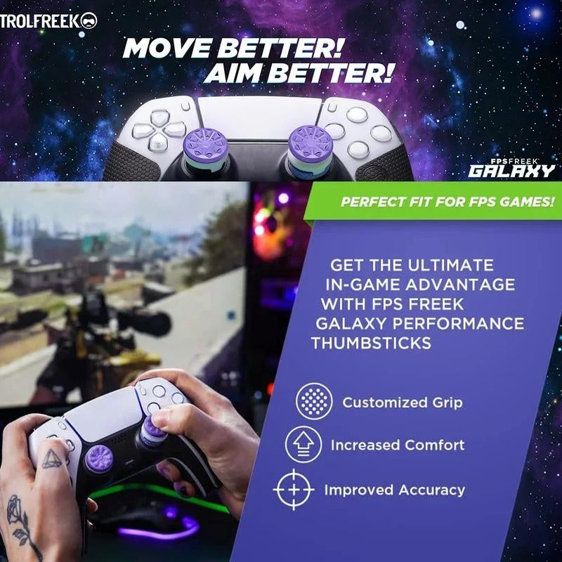 FPS Freek Performance Thumbsticks FPS Freek Inferno for PS5/PS4 for XBOX Controller Thumb Grips,Precise Control,Black/White/Purple/Red,Gaming Controller Accessory, Joypad Console
