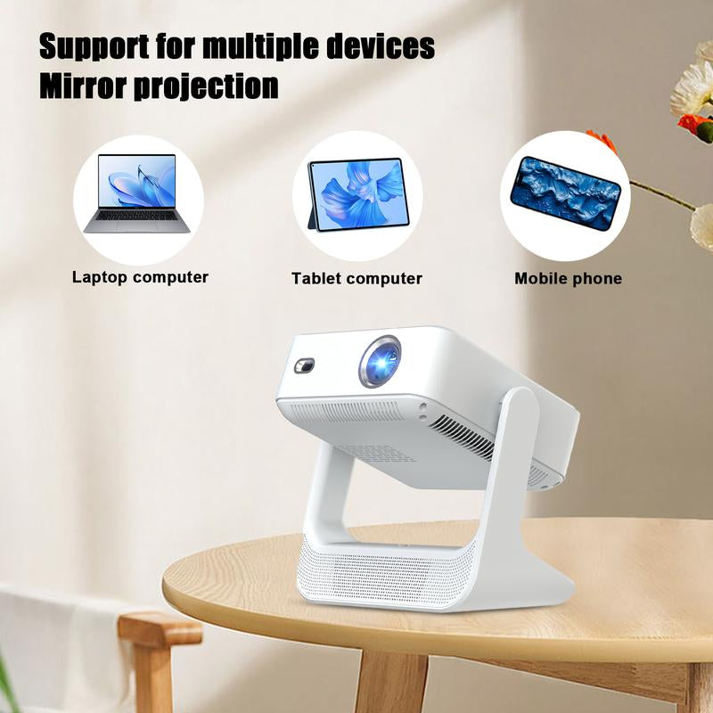 Projector 4K Ultra Hd, Support Native 1080P, Auto Focus and Obstacle Avoidance,8 Inch Touch Tablet, HD, Smart Projector, Android 12, Gimbal Base Speaker, Wifi 6, 180° Rotation, Suitable for Home Use, Home Projector, Gaming Projector, Movies and Gifts.